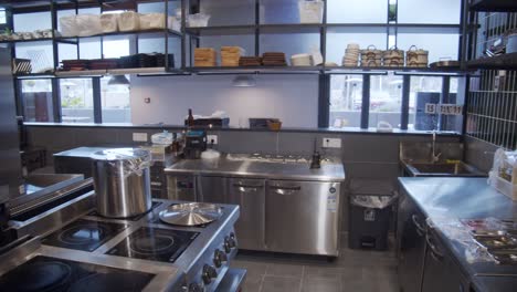 Slow-pan-over-empty-restaurant-kitchen