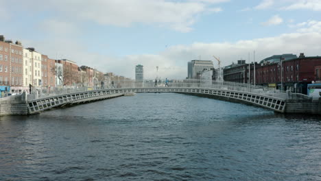 Aerial-pull-back-footage-of-the-Ha'penny-Bridge-in-Dublin-City