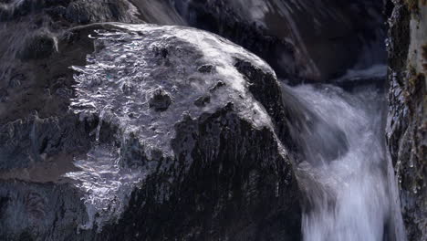 Close-Up-Of-Cold-Water-Cascade-Through-The-Rocks