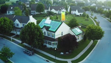 Solarpanel-Array-Auf-Dem-Dach-Eines-Amerikanischen-Hauses