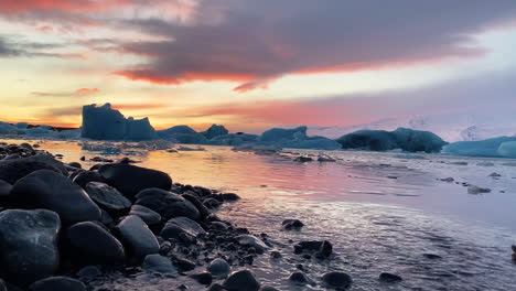 Majestic-Rainbow-Colored-Sunset-In-Jokusarlon-Glacier-Lagiin-Iceland---wide-shot
