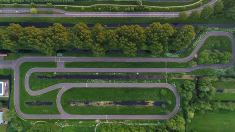 Top-View-Of-GWTC-Excelsior-Cycling-Circuit-In-Goudse-Hout,-South-Holland