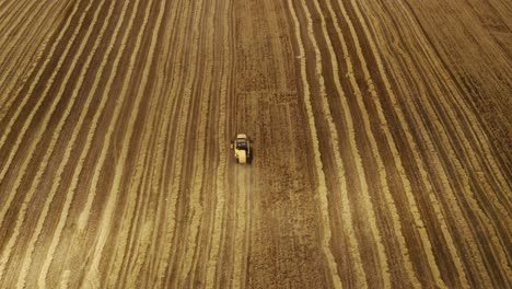 Aerial-View-of-Harvester-Mower-Mechanism-Cuts-Wheat-Spikelets