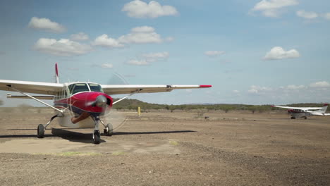 Small-propeller-plan-ready-to-take-off-in-rural-africa