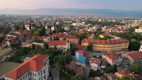 Aerial-panoramic-drone-view-of-Plovdiv,-Bulgaria
