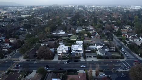 Aerial-View-of-Pasadena-Residential-Neighborhood,-California-USA