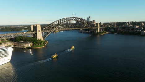 Sydney-Ferries---Fähre,-Die-Im-Port-Jackson-Unter-Der-Hafenbrücke-Von-Sydney-In-Nsw,-Australien-Fährt