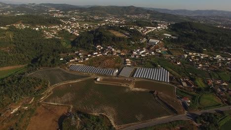 Aerial-View-Industrial-Greenhouses-and-Agriculture-Fields