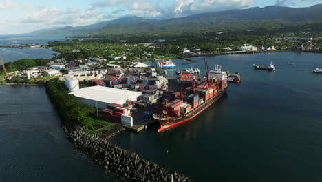Apia-Port-And-Marina-In-Upolu,-Samoa---aerial-drone-shot