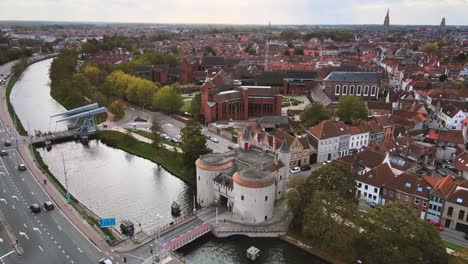Aerial-View-of-Brugge,-Belgium
