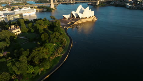 The-Harbour-Bridge,-Sydney-Opera-House-And-Central-Business-District-Of-Sydney-In-Australia---aerial-drone-shot