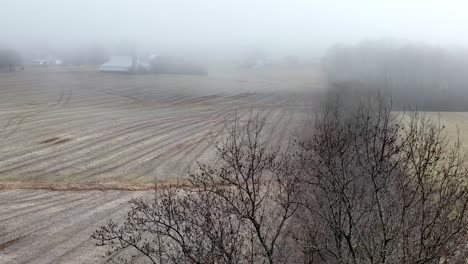 Einsamkeit-über-Dem-Winterbauernhoffeld-In-Yadkin-County-NC,-North-Carolina