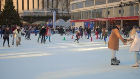 Slow-motion-shot-of-people-ice-skating