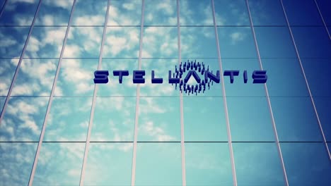 Stellantis-Logo-On-Corporate-Building-3D-Animation
