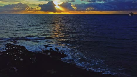 Statische-Aufnahme-Des-Sonnenuntergangs-Von-Der-Insel-Teneriffa,-Kanarische-Inseln,-Spanien