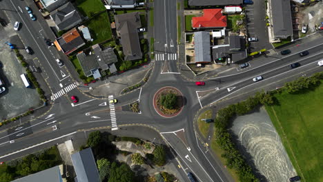 Top-Down-View-Of-Roads-And-Intersections-In-Dunedin-City,-New-Zealand---drone-shot