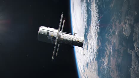 Das-Hubble-Weltraumteleskop-Im-Erdorbit-Dreht-Sich,-Um-Uns-Zu-Beobachten
