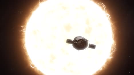 Close-Establishing-Shot-of-the-Parker-Solar-Probe-Orbiting-the-Sun