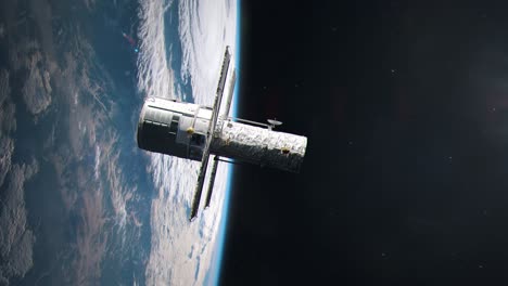 Das-Hubble-Weltraumteleskop-In-Der-Erdumlaufbahn-Mit-Blick-In-Den-Weltraum
