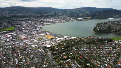 A-top-view-of-Dunedin-city,-New-Zealand