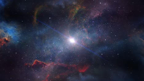 Estrella-Brillante-En-Medio-De-Una-Nebulosa-En-El-Espacio-Ultraterrestre,-Video-De-Fondo