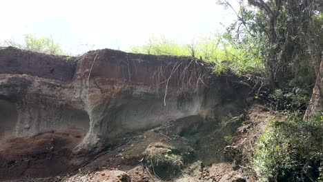 Panoramic-closeview-of-the-rock-wall-structure---surface-pattern-decorative-sedimentation-rock--Rock-structure
