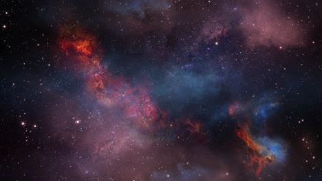 Nebulosa-Roja-Y-Azul-Moviéndose-En-El-Espacio,-Fantasía-De-Fondo