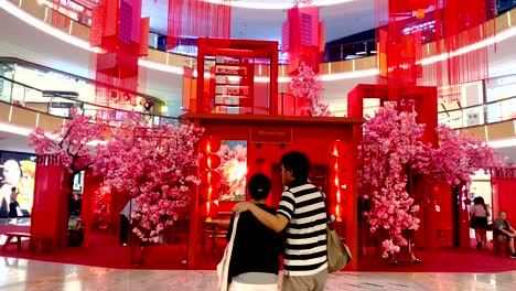 Chinesische-Dekoration-Im-Einkaufszentrum-In-Johor-Bahru-Malaysia