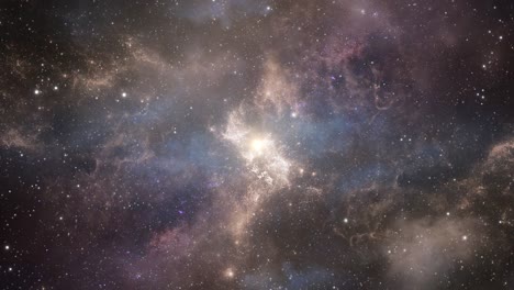 Universo,-Una-Nebulosa-Dorada-Y-Estrellas-Brillantes-En-El-Espacio-Ultraterrestre