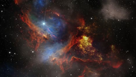 Großes-Universum,-Heller-Stern-Inmitten-Eines-Nebels-Im-Weltraum