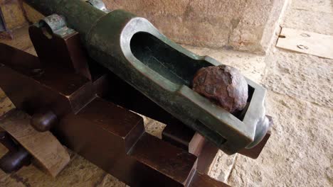 Close-Up-Of-Ancient-Portuguese-Cannon-In-Belem-Tower,-Lisbon,-Portugal