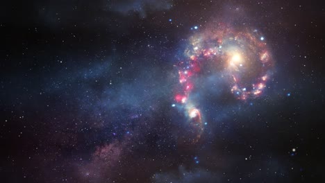 Universum,-Eine-Galaxie-Und-Ein-Heller-Stern-Im-Weltall