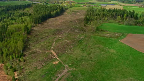 Aerial-Drone-shot-of-Deforestation-Area