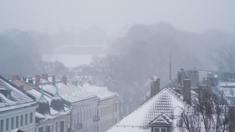 Heavy-Snowfall-Over-Rooftops-In-Sankt-Hanshaugen,-Oslo
