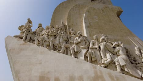 Padrao-Dos-Descobrimentos,-Monument-In-Lisbon,-Portugal---low-angle-shot