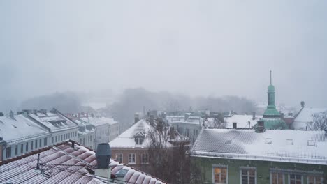 Establishing-Shot-View-Over-Rooftops-In-Sankt-Hanshaugen-During-Heavy-Snow