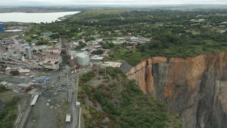 Aerial-view-of-diamond-mine,-pit,-and-town-of-Cullinan,-South-Africa