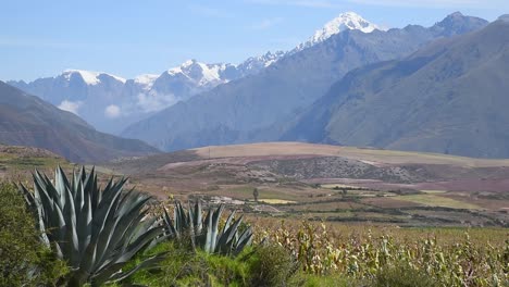 Static-shot-of-La-Veronica:-the-mightiest-mountain-of-the-Cordillera-Urubamba-in-the-Peruvian-Andes