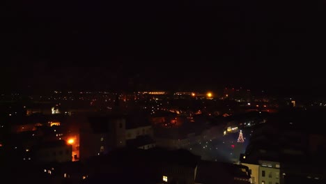 Aerial-shot-of-firework-at-night