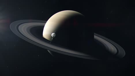 Sonda-Espacial-Voyage-Acercándose-Al-Gigante-Gaseoso-Saturno