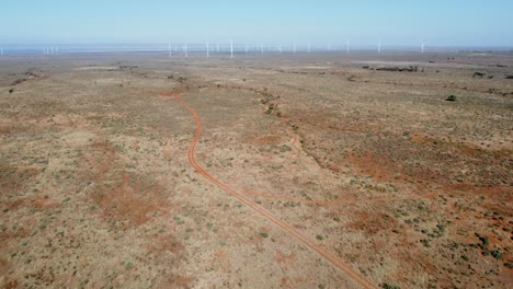 Luftdrohnenvideo-Solarwind--Und-Energiepark-Farm-In-Port-Augusta-Outback-Reisetourismus-Himmel-Buschland-Malerische-Landschaft-Adelaide-Südaustralien-4k