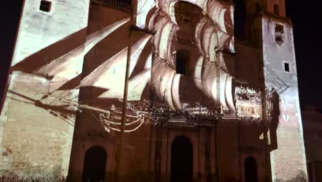 videomapping-show-showing-a-pirate-ship-at-the-facade-of-the-cathedral-of-merida-yucatan