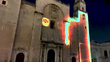 shot-of-video-mapping-show-with-mayan-symbols-in-the-cathedral-of-merida-yucatan