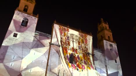 videomapping-show-with-traditional-mayan-flowers-in-the-cathedral-of-merida-yucatan