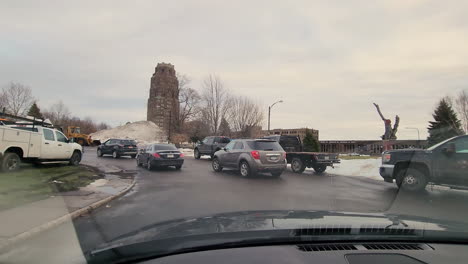 Fahrerperspektive-Beim-Fahren-Auf-Der-Straße-Im-Winter-In-Buffalo,-New-York,-Usa