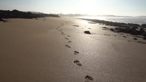 Footprints-on-the-sand-in-the-Atlantic-coast
