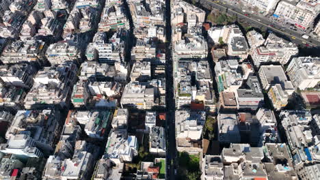 Drone-flight-over-apartment-buildings-in-Athens,-Greece