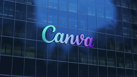Buntes-Canva-Logo-Auf-Firmenglasgebäude-3D-Animation-1