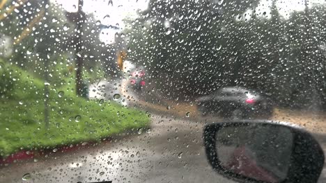 Rain-falling-on-flooded-roadway