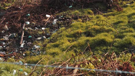 Shot-Revealing-Pollution-In-green-Nature,-Trash,-Machachi,-Ecuador